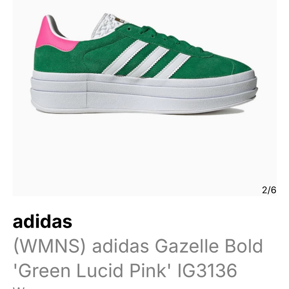 Adidas Women's Gazelle Bold Green and Pink Sneakers